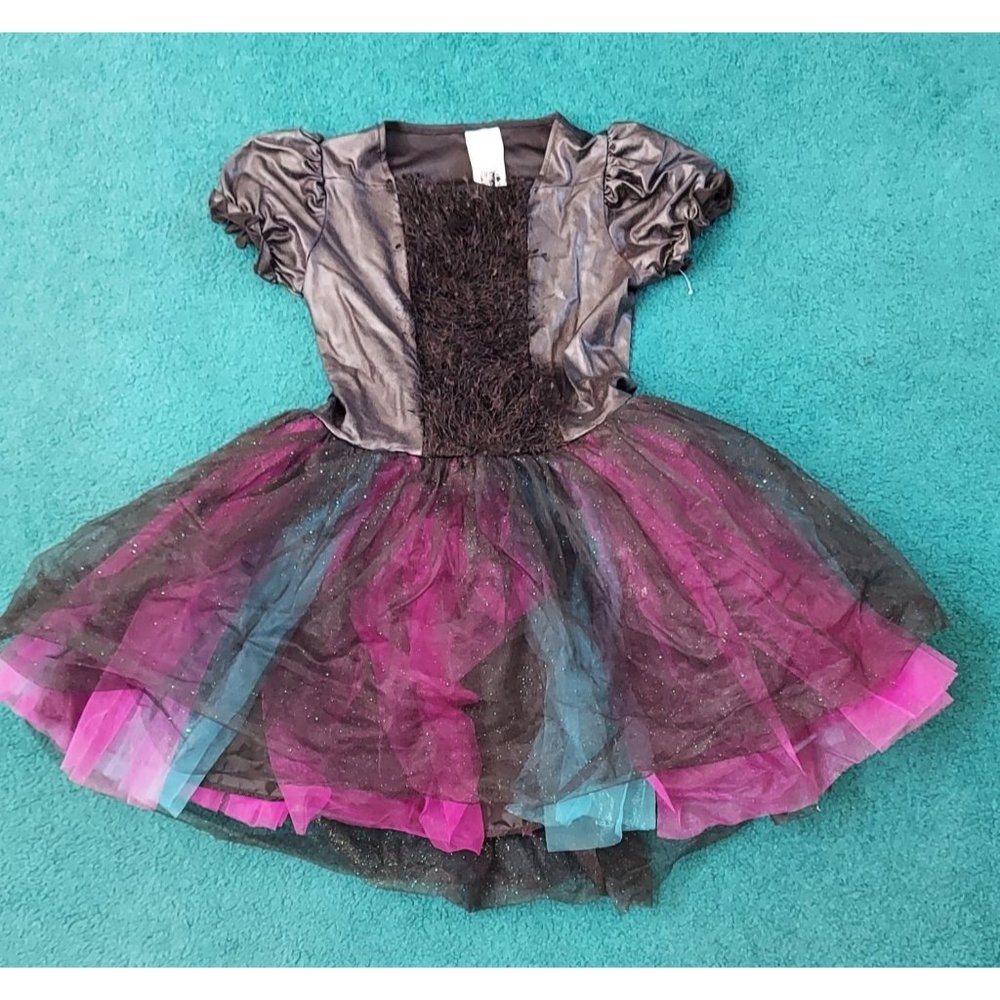 Fun World Halloween Girls Costume Black Purple Blue Sparkly Dress Size L 10/12